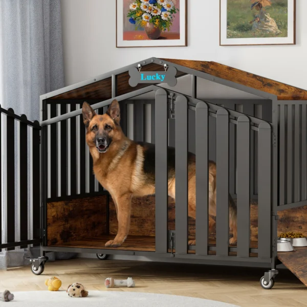 Heavy Duty Dog Crate Furniture with Wheels