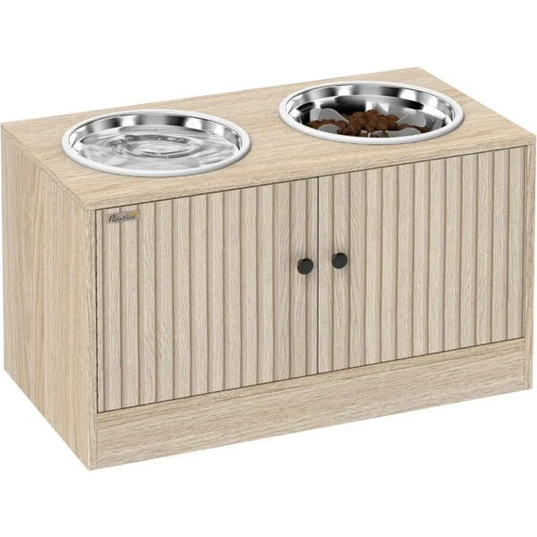 Elevated Dog Bowls with Storage Cabinet