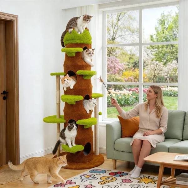 Tall Green Indoor Cat Tower