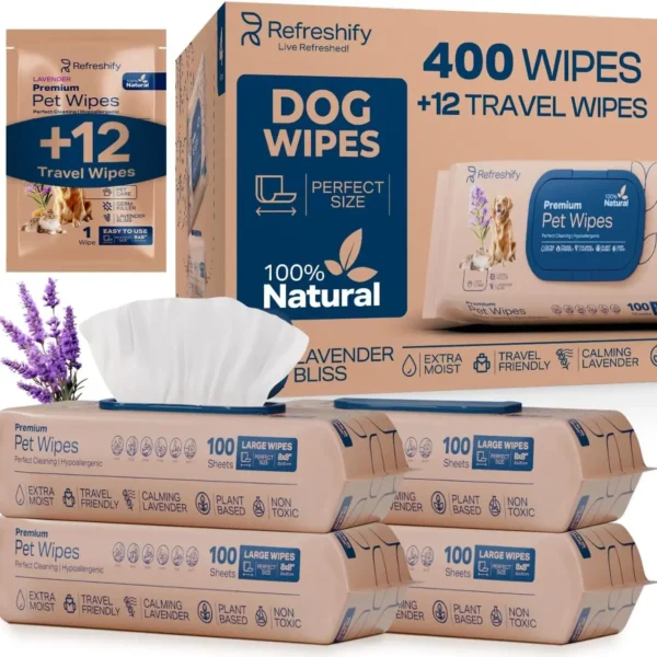 Plant Based Lavender Pet Wipes for Paws and Butt